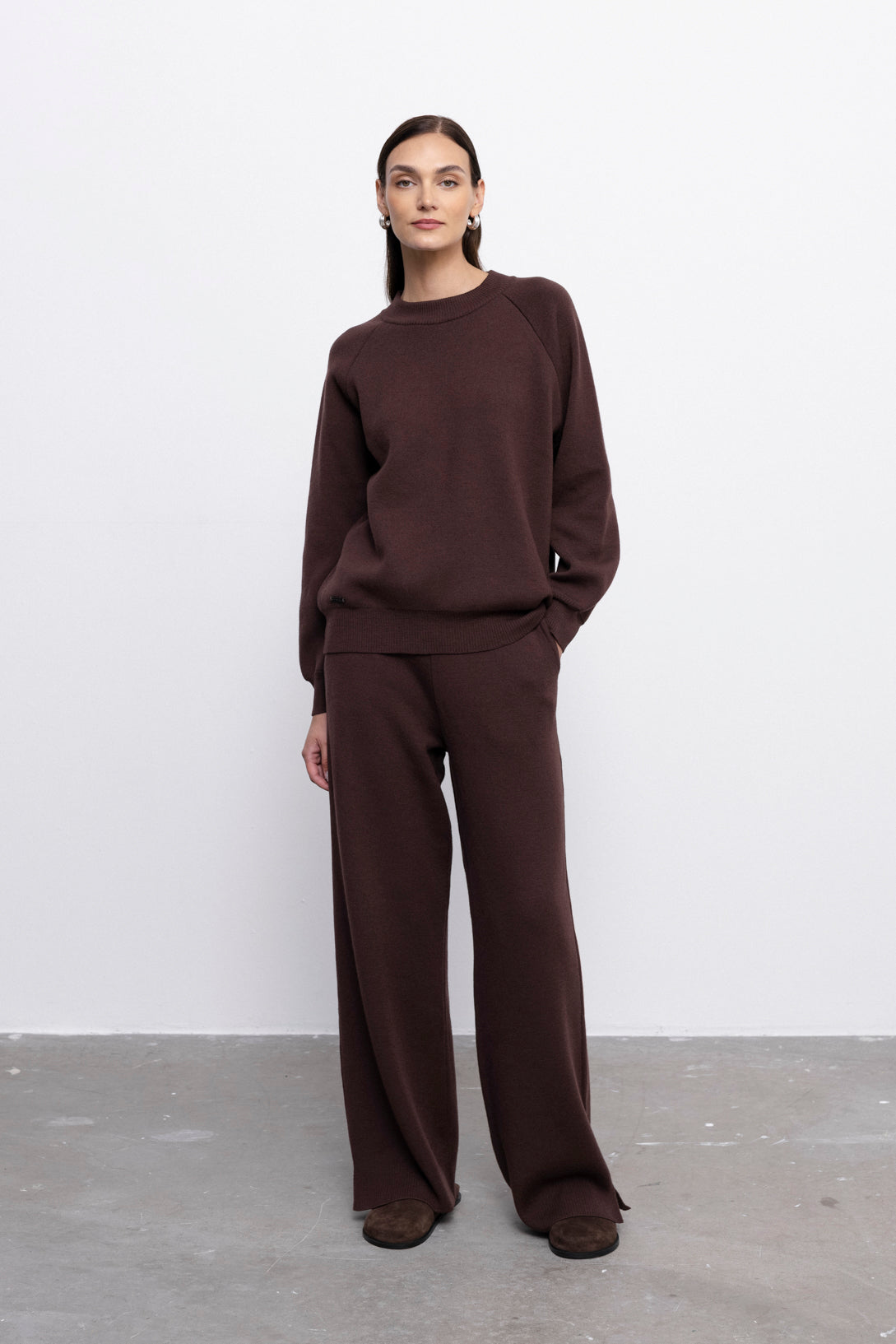'Pauline' brown trousers & sweater set