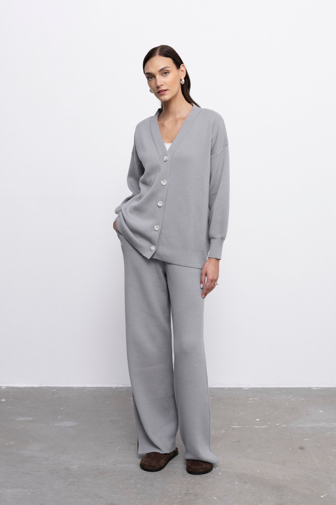 'Pauline' grey trousers & cardigan set