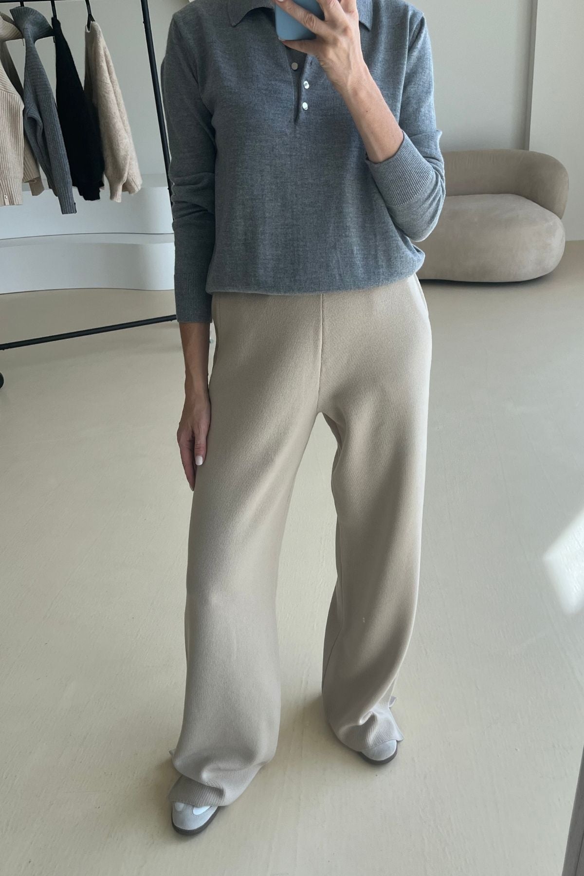 'Pauline' light sand trousers sample