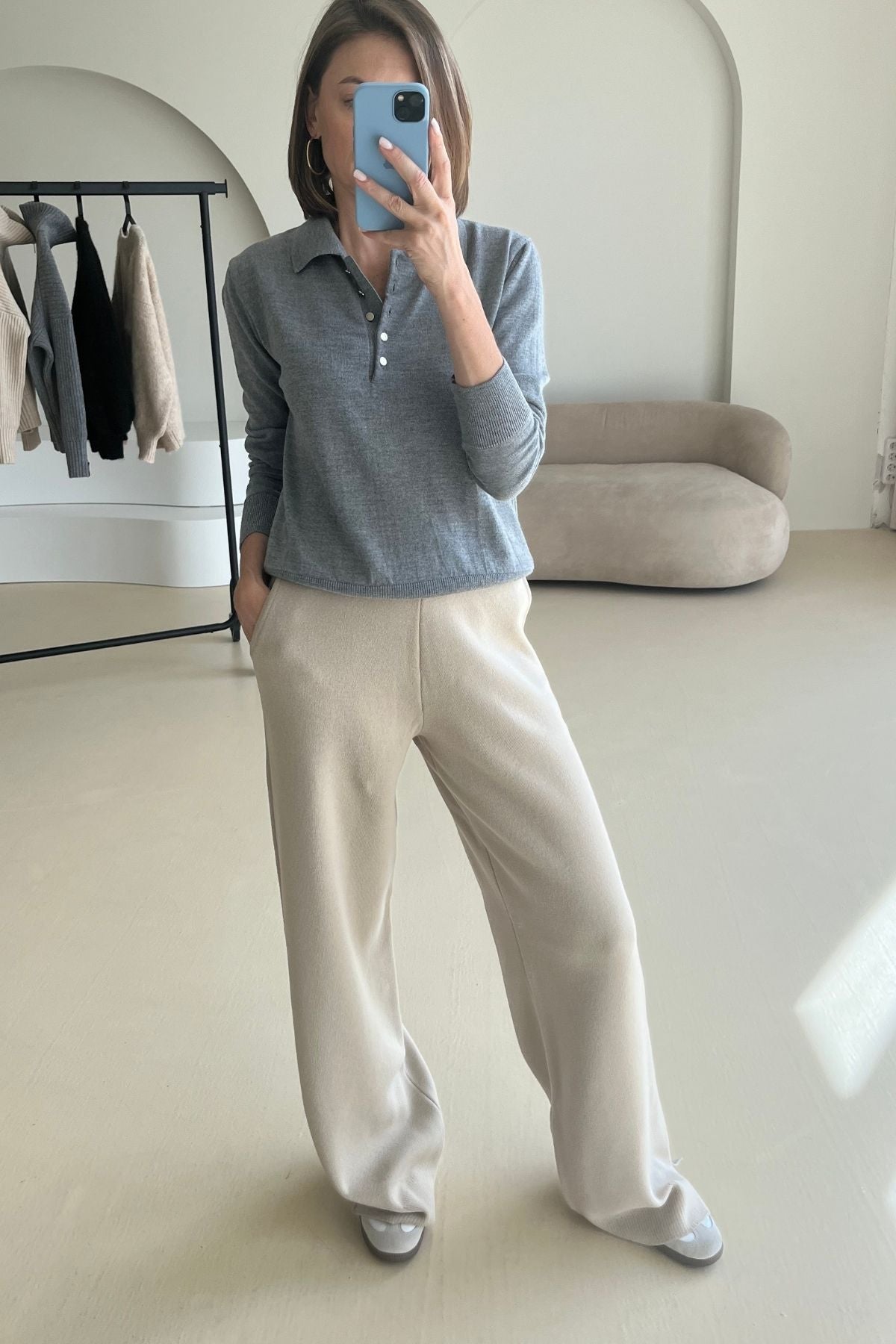 'Pauline' light sand trousers sample
