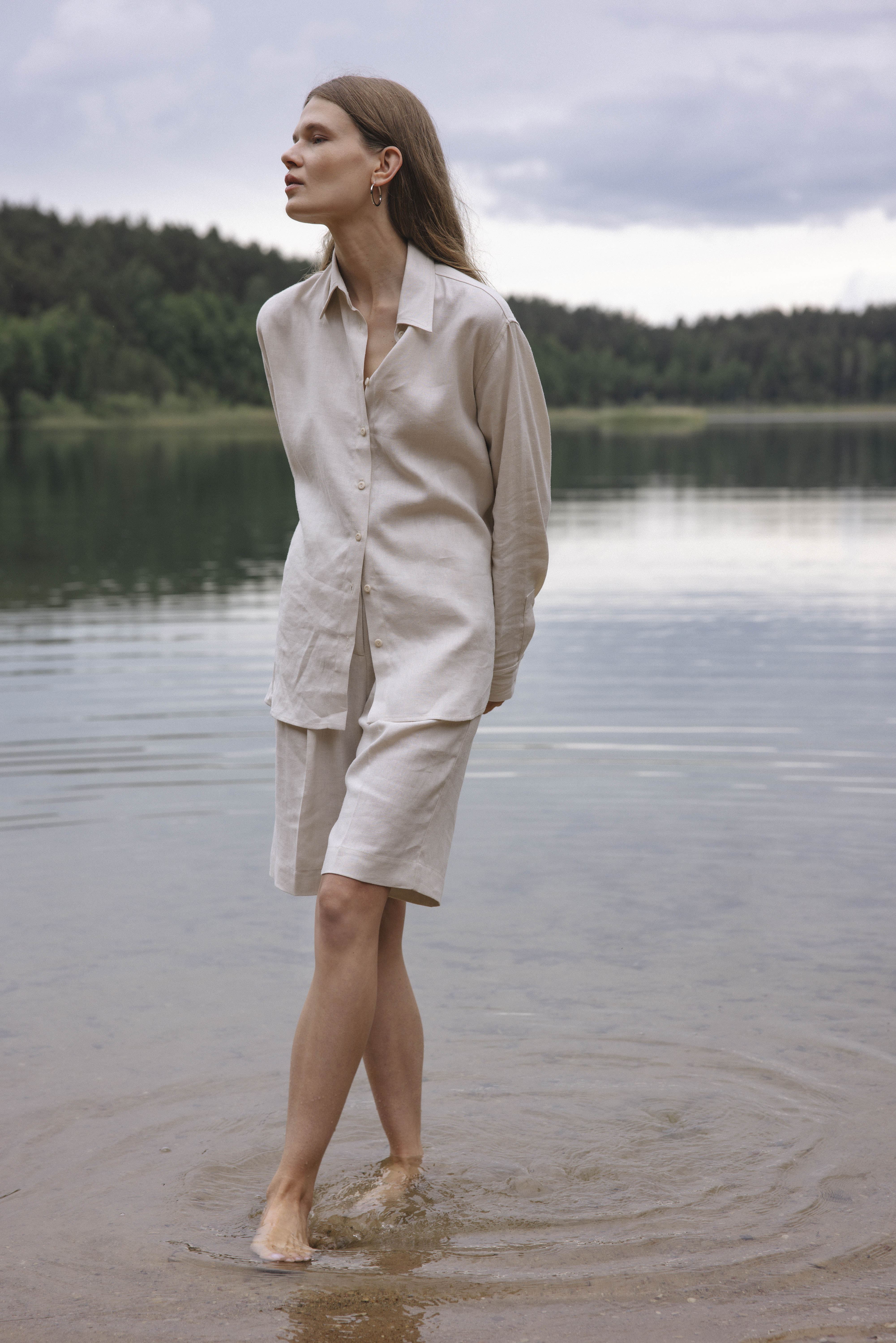 ROSE ivory shorts & shirt set