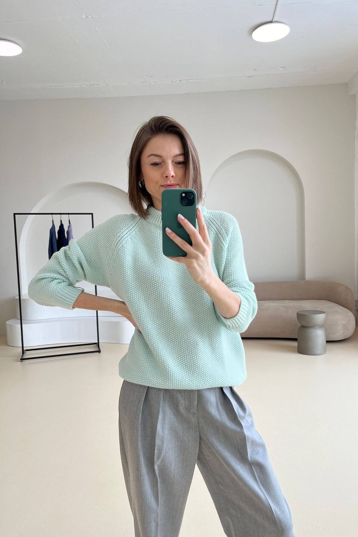 'Suzy' mint sweater