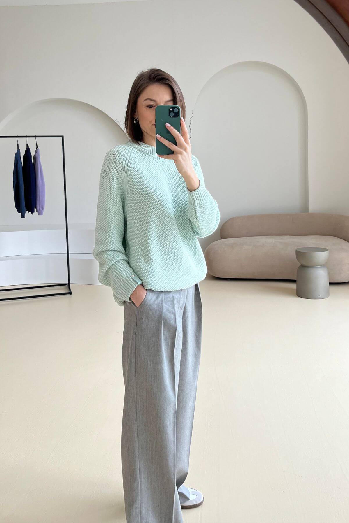 'Suzy' mint sweater