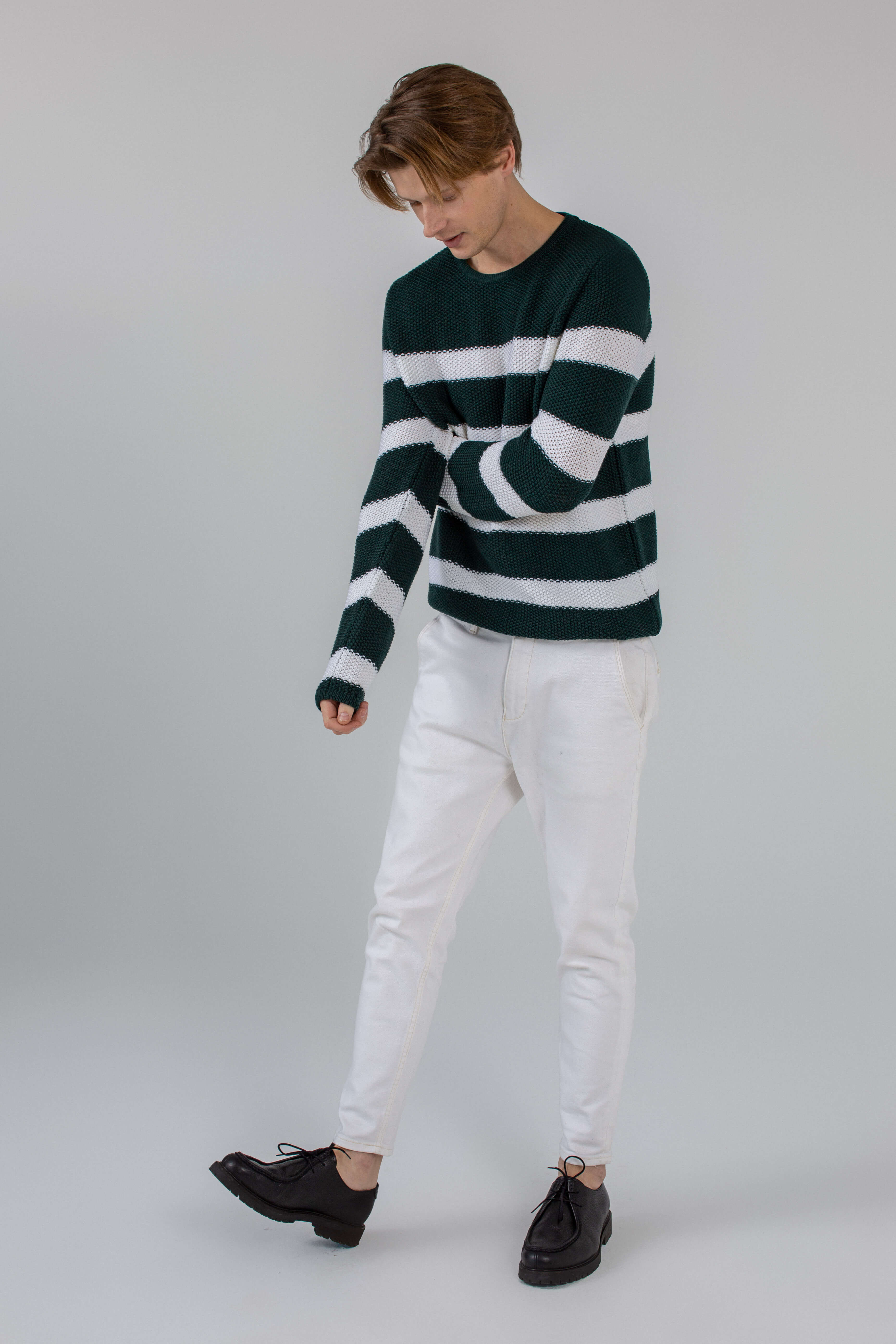 'Andrew' dark green/white sweater