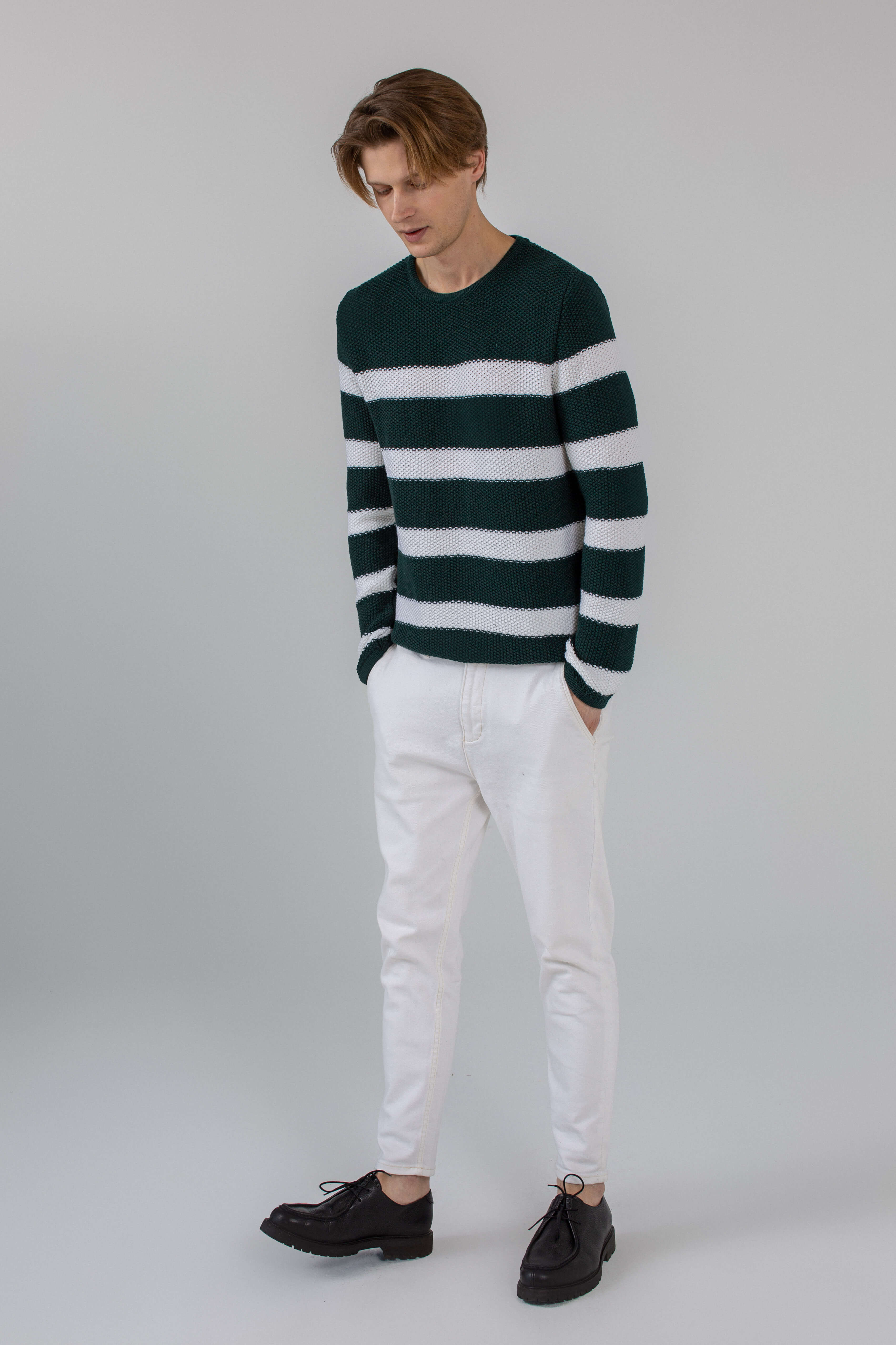 'Andrew' dark green/white sweater