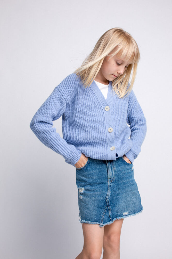 'Ema' light blue kids cardigan