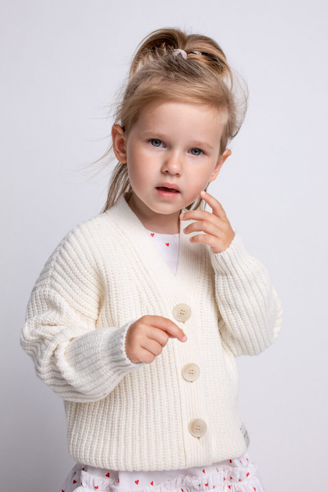 'Ema' milk white kids cardigan